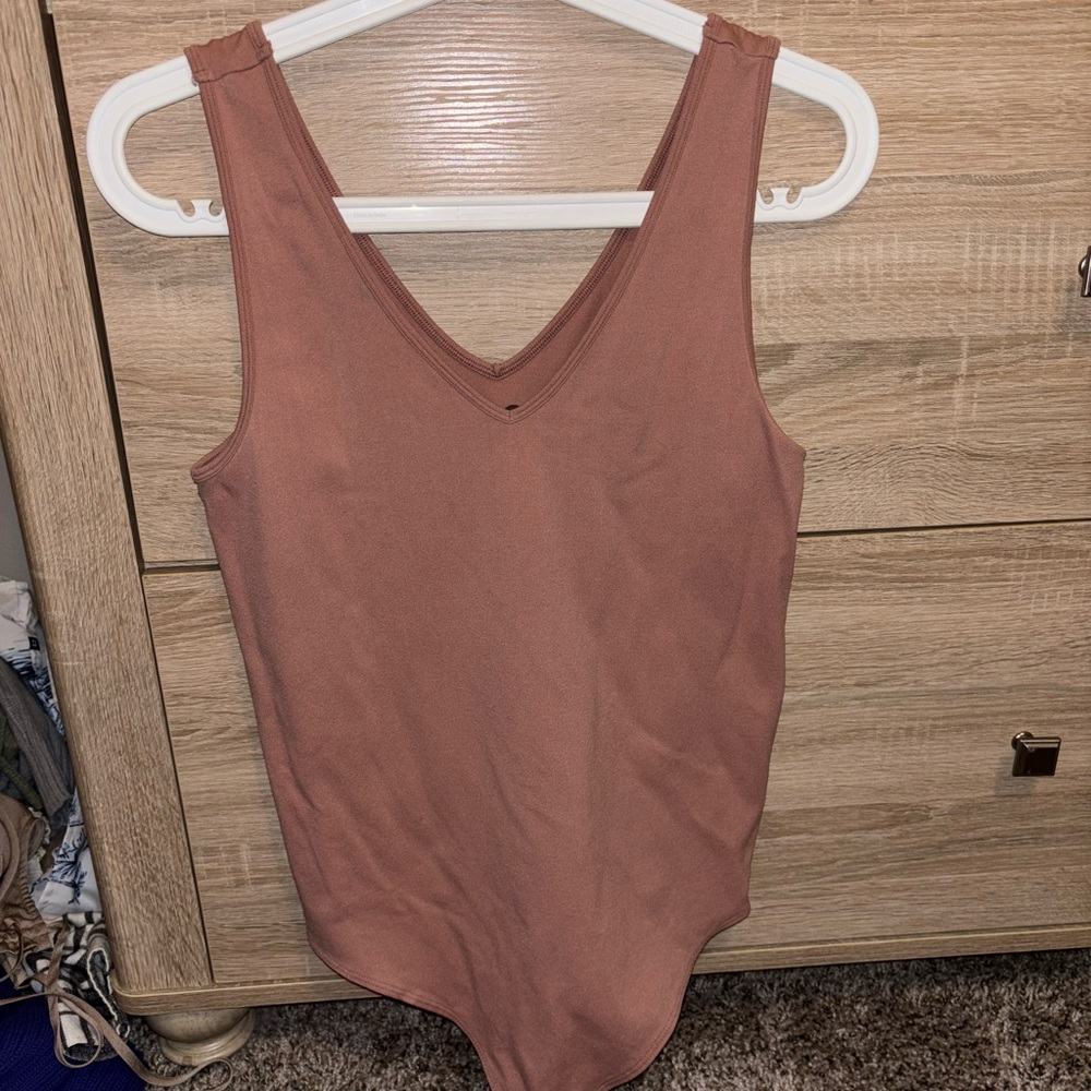 Brown V-Neck Bodysuit